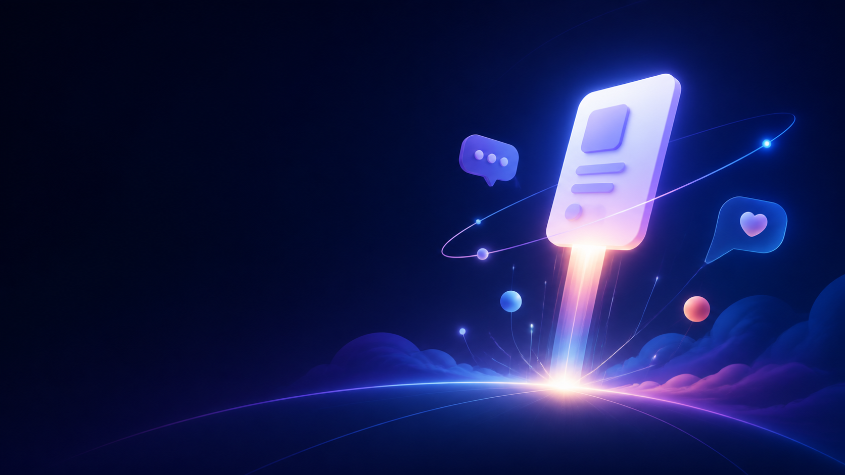 Abstract illustration of a product launch taking off with feedback and discovery signals